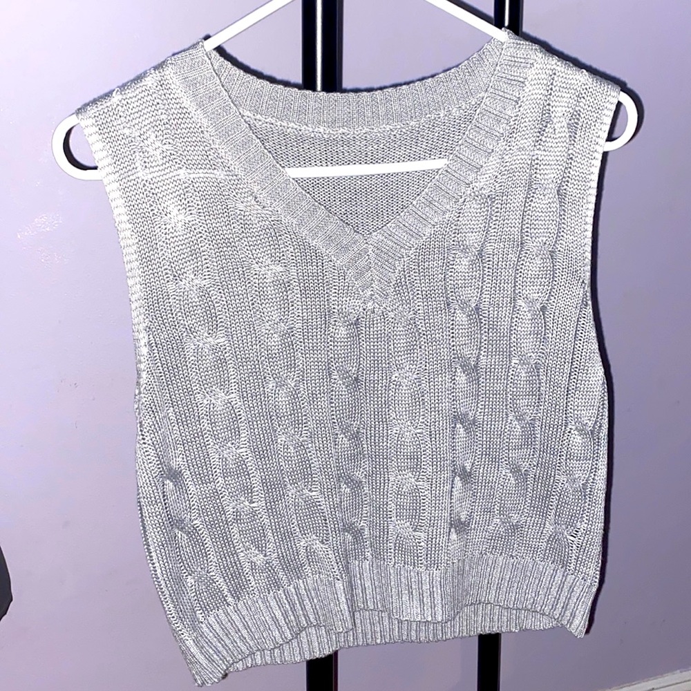 gray sweater vest